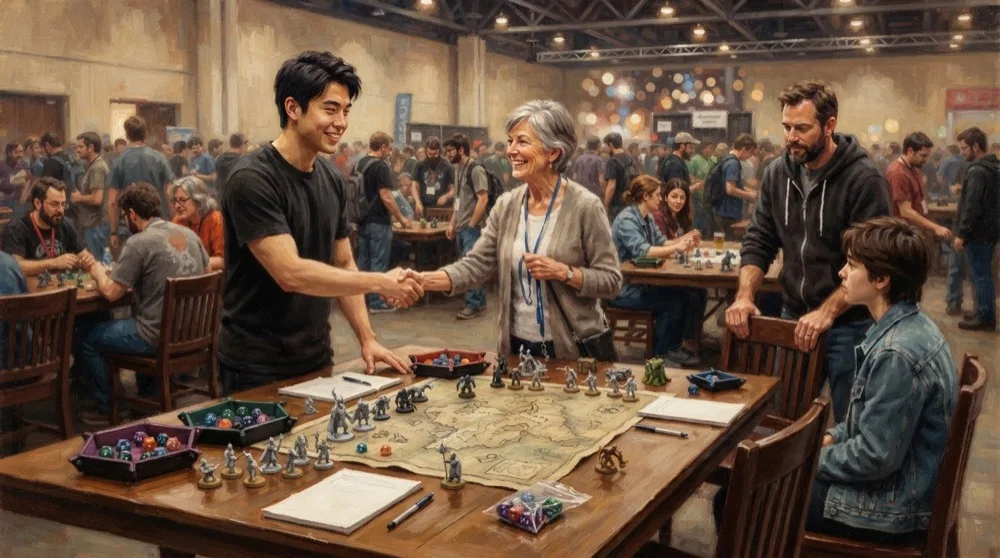 professional game master running a convention table